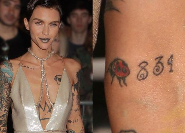 Ruby Rose Neck Tattoo.