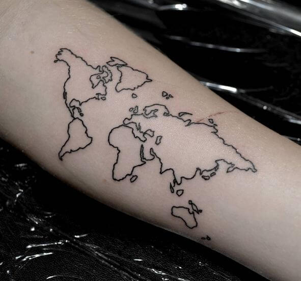 World Map Tattoos On Forearm