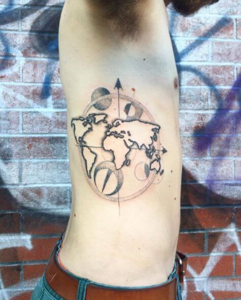 World Map Tattoos On Ribs