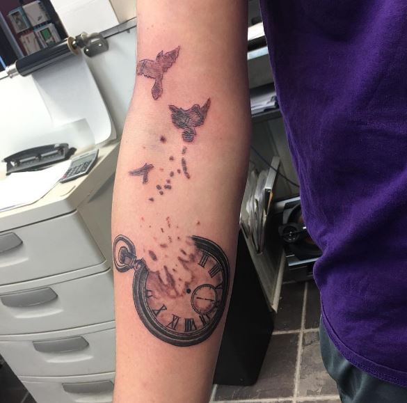 Birds And Pocket Watch Tattoos Design And Ideas