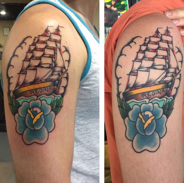 Conception de tatouages ​​de bateau sur les biceps