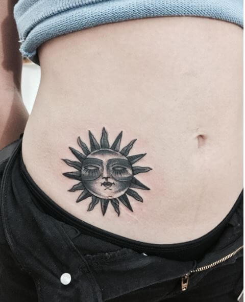 Sun Tattoos Design On Stomach