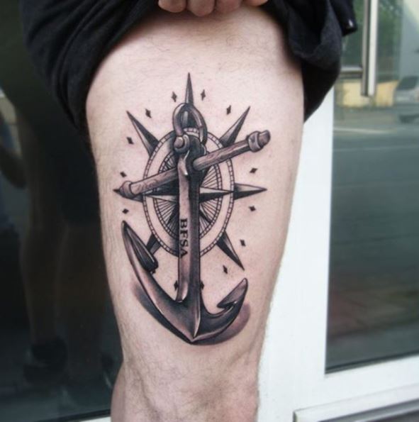 Anchor Tattoos On Thigh