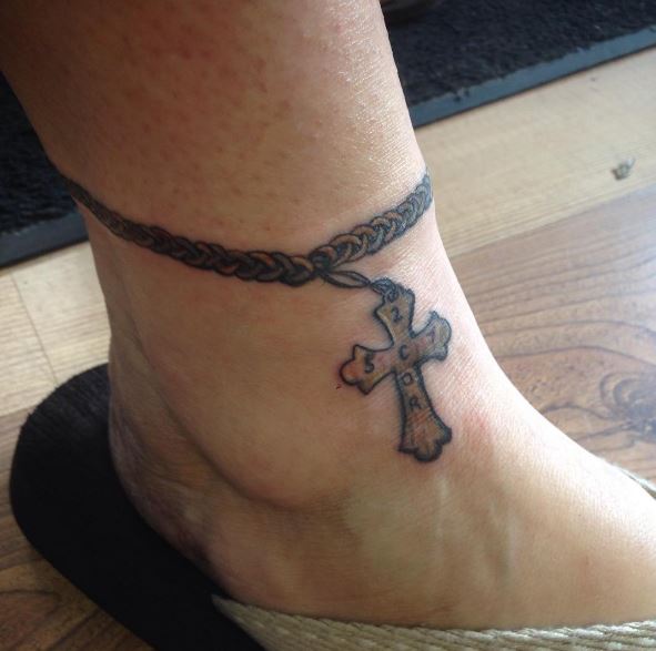 Christian Tattoos Design On Foot