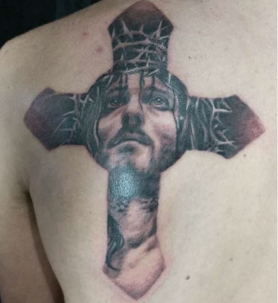 Jesus Christ Tattoo Design On Men Backside