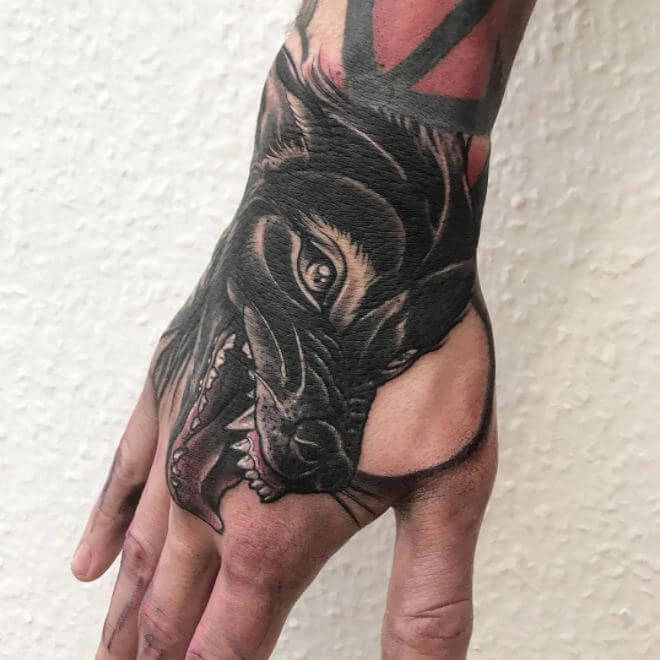 Wolf Hand Tattoos Design