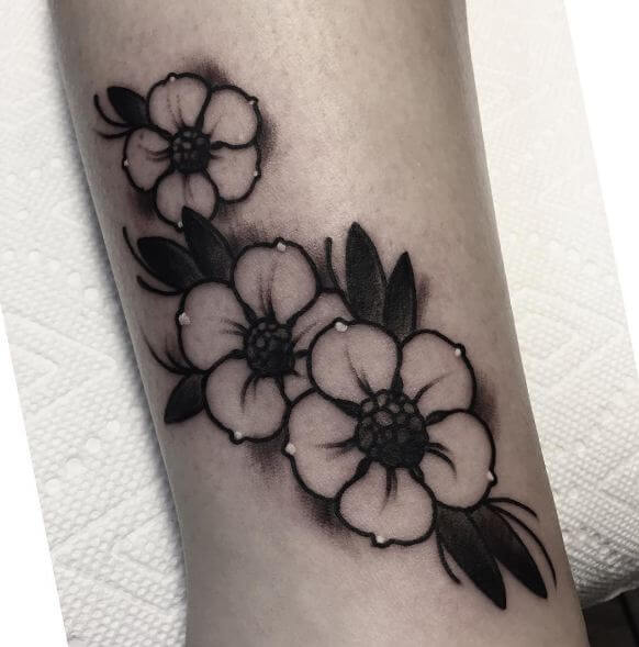 Black And Grey Cherry Blossom Tattoos
