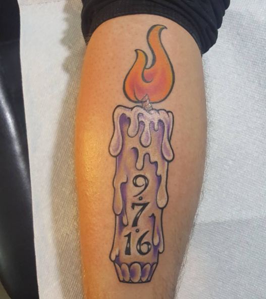 Candle With Memorial Tattoos