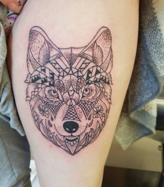 Old School Wolf Tattoo