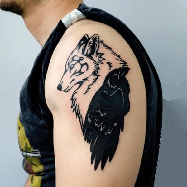 Wolf And Crow Tattoo