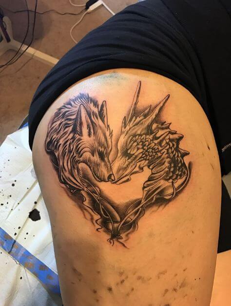 Wolf And Dragon Tattoo