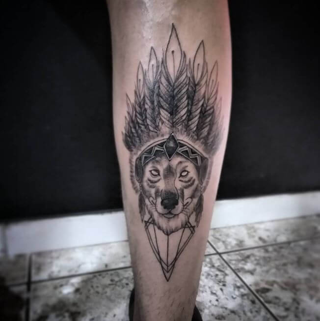 Wolf Geometric Tattoo