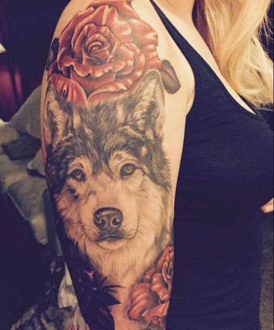 Wolf Rose Tattoo