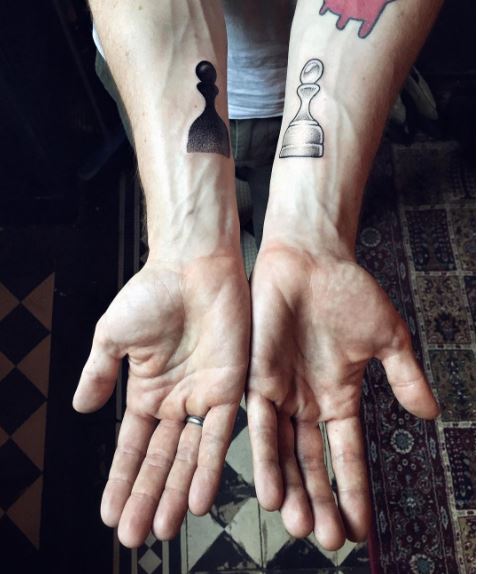 White And Black Color Chess Pawn Tattoos Design And Ideas