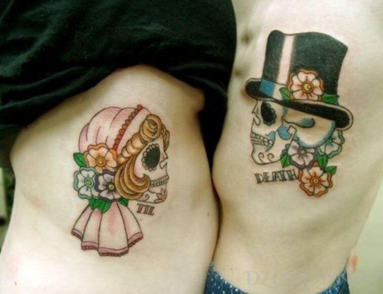 His And Hers Sugar Skull Tattoos