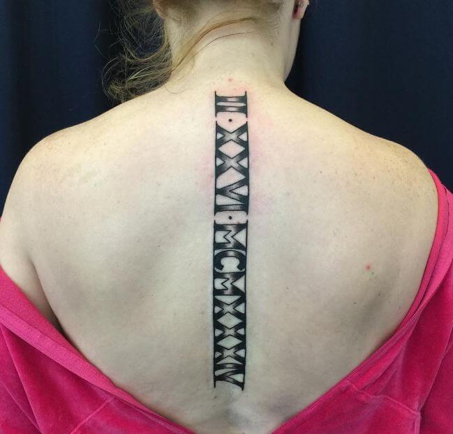 Roman Number Tattoos On Full Back