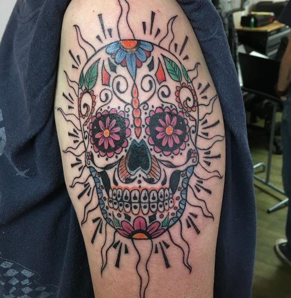 Sugar Skull Arm Tattoos