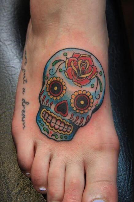 Sugar Skull Tattoo Foot