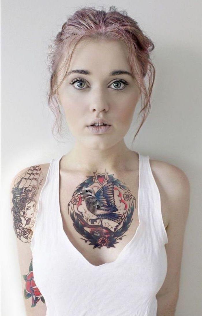 300+ Beautiful Chest Tattoos For Women (2020) Girly Designs & Piece