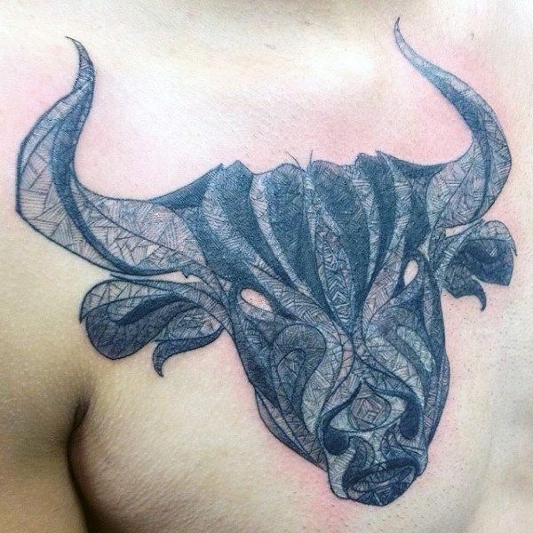 Small Simple Bull Tattoo Designs (100)