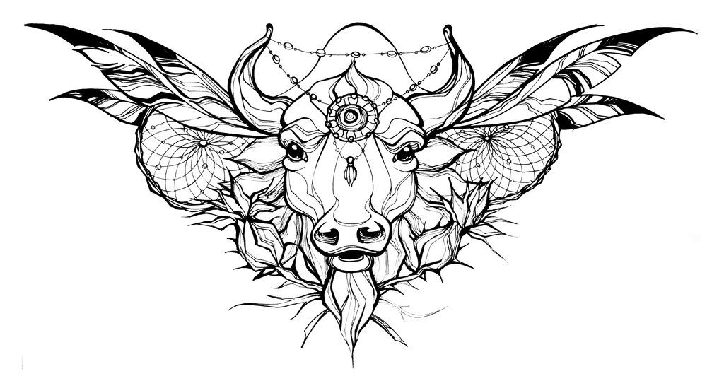 Small Simple Bull Tattoo Designs (110)