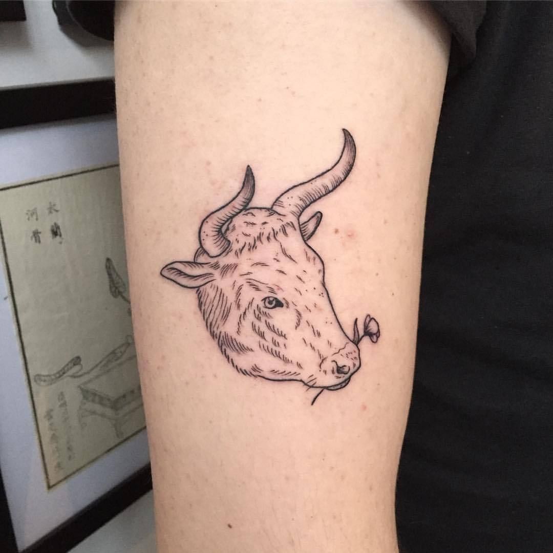 Small Simple Bull Tattoo Designs (218)