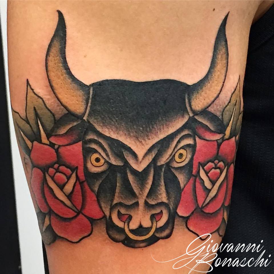 Small Simple Bull Tattoo Designs (65)