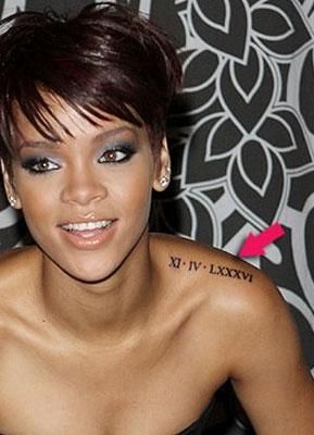 Rihanna Tattoos Roman Numeral